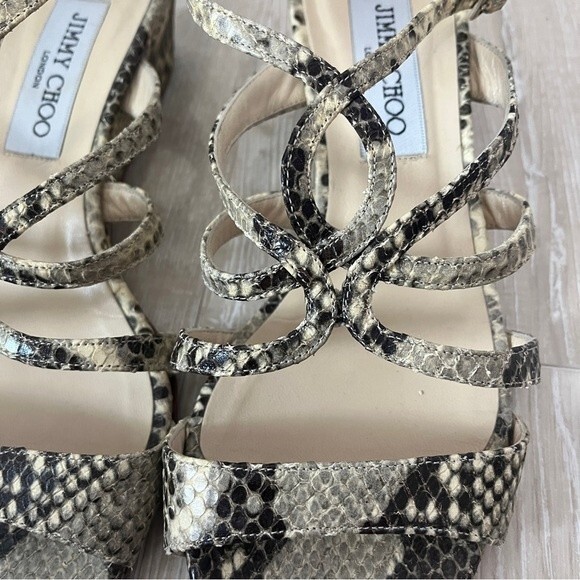 Jimmy Choo Snake Skin Low Heel Wedge Sandals Size 36 1/2 - Picture 6 of 11